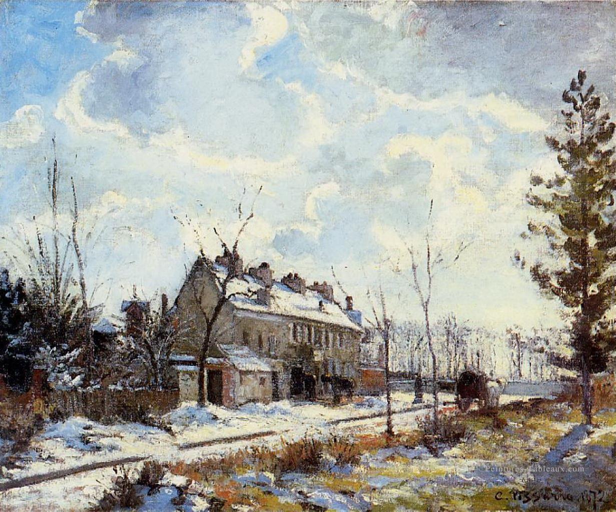 louveciennes route effet de neige 1872 Camille Pissarro paysage Peintures à l'huile